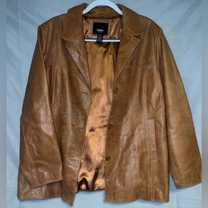 MOSSIMO BROWN GENUINE LEATHER COAT VINTAGE 2X